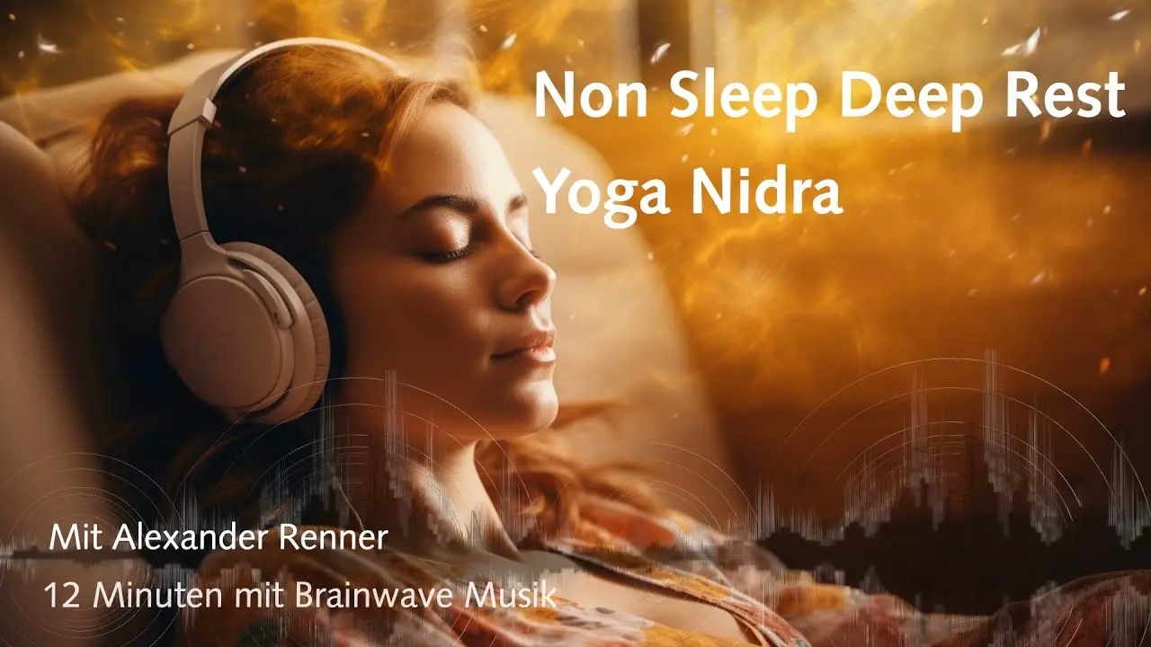 Vorschaubild des Videos zu Non Sleep Deep Rest, eine Frau mit Kopfhörern ruht mit geschlossenen Augen